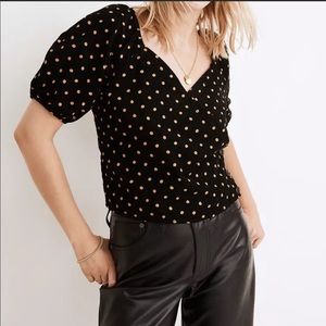 Madewell corduroy polka dot wrap top